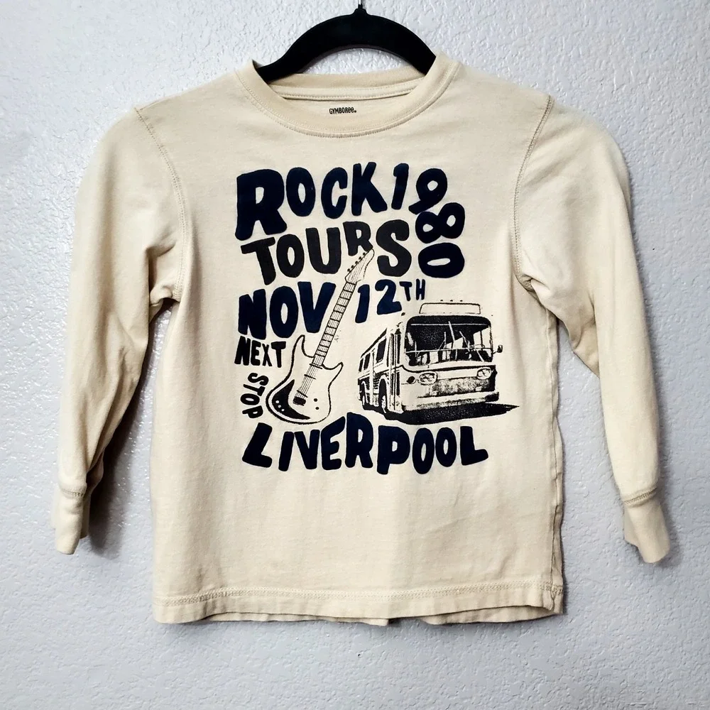 Gymboree ◇ Boys Long Sleeve Graphic 1980 Rock N' Roll‎ Tour Shirt ◇ Size 5